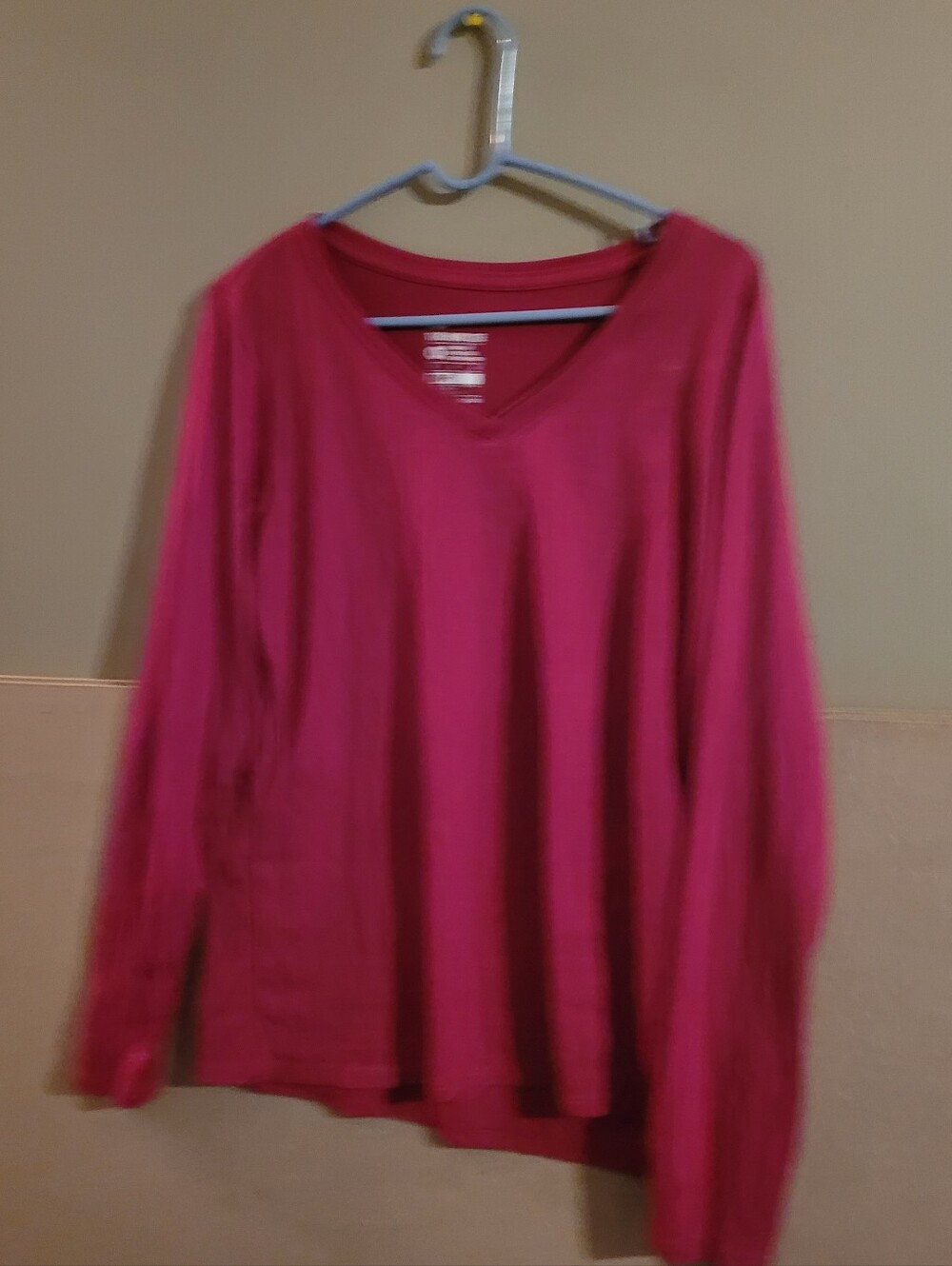 Nike Deep Pink V-Neck Long Sleeve Women's Tee Xl